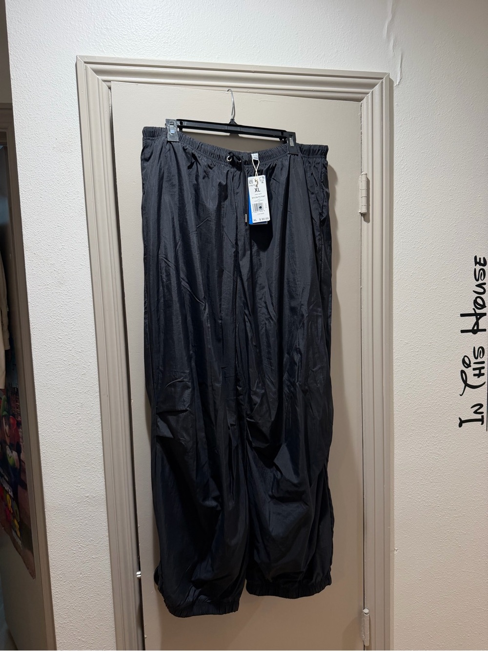 NWT Women’s Adidas Black Elastic-High Waist Parachute Pants